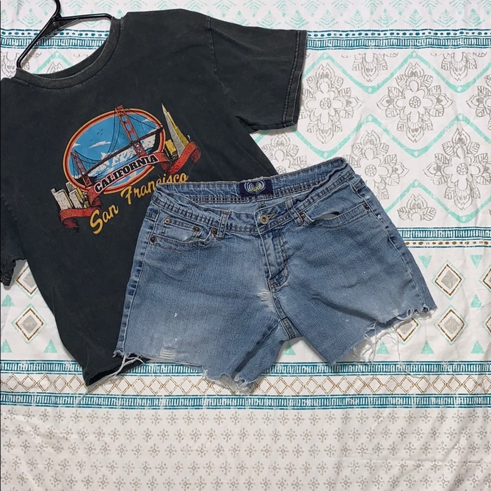 angels distressed denim shorts
